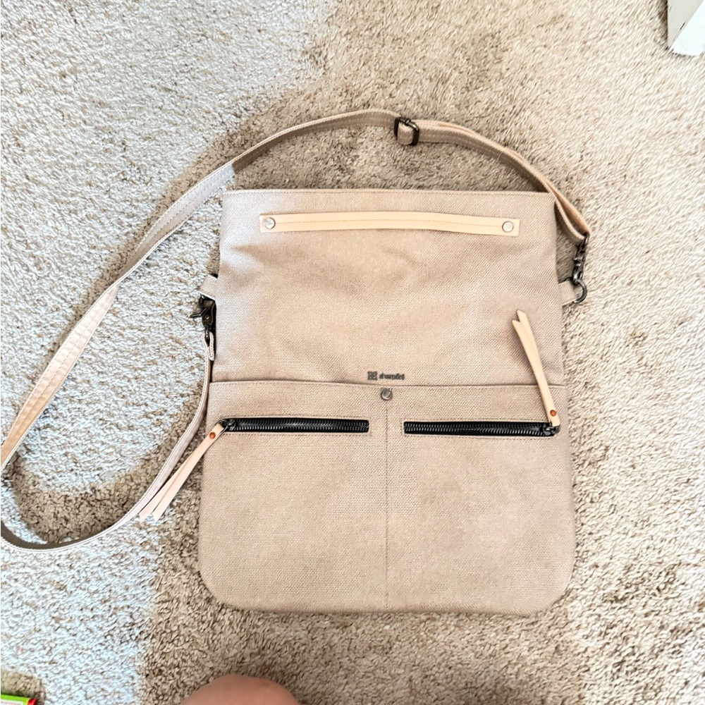 Sherpani Cream Shoulder Bag with Black Accents